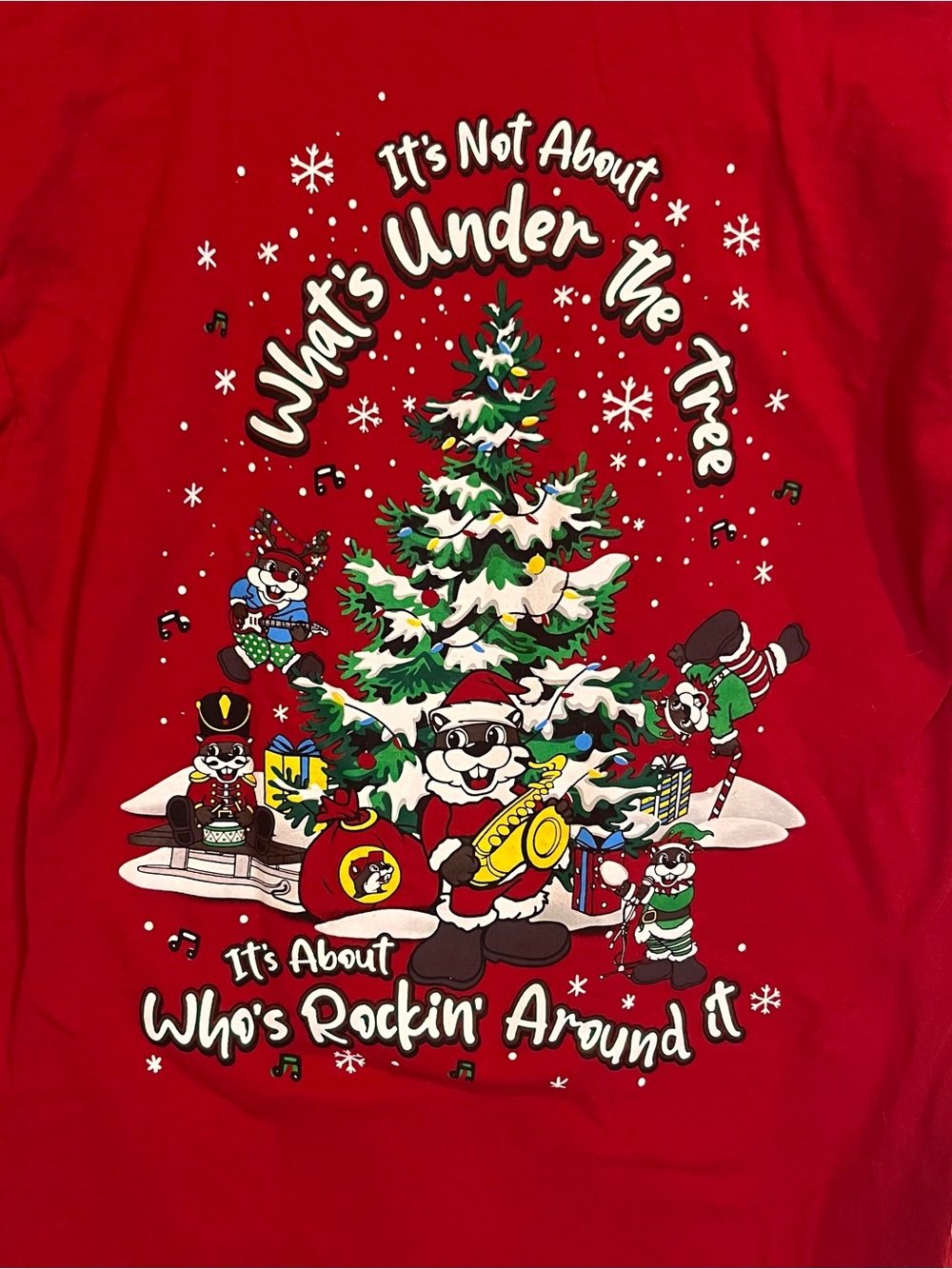 Kids Red Holiday Graphic Tee with Festive Wreath Character - Picture 5 of 6